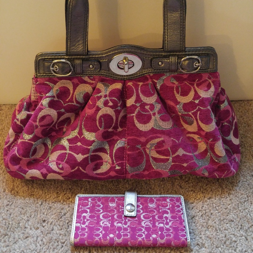 *SOLD* Coach pink and silver purse